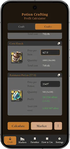 Albion Craft Calculator ডাউনলোড করুন – সেরা প্রফিট ক্যালকুলেটর - Screenshot 2