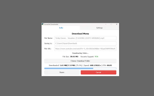 FlameGet Integration ডাউনলোড করুন – দ্রুত ফাইল ডাউনলোডের সেরা টুল - Screenshot 4