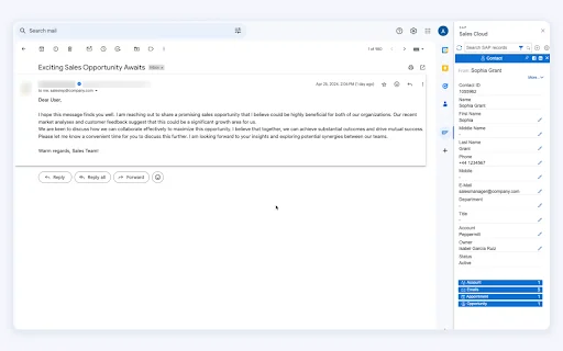 SAP Sales Cloud for Gmail ডাউনলোড করুন – সেলস প্রোডাক্টিভিটি বাড়ান - Screenshot 3