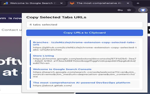 Copy Selected Tabs URLs ডাউনলোড করুন – এক ক্লিকে ইউআরএল কপি করুন - Screenshot 1