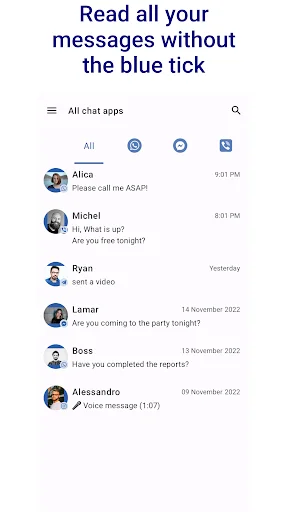 NoBlueTick অ্যাপ ডাউনলোড করুন – ব্লু টিক ও লাস্ট সিন লুকান - Screenshot 1