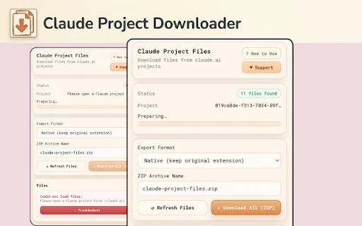 Claude Project Downloader ডাউনলোড করুন – সব ফাইল এক্সপোর্ট করুন - Screenshot 1
