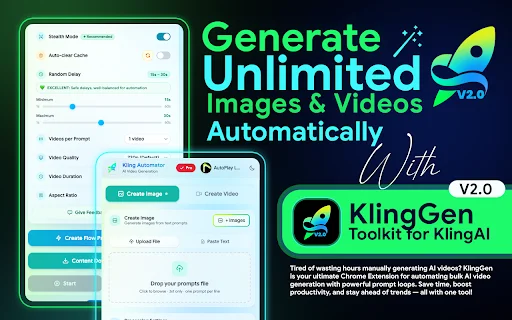 KlingGen ডাউনলোড করুন – KlingAI অটোমেশন এবং বাল্ক ভিডিও টুলস - Screenshot 1