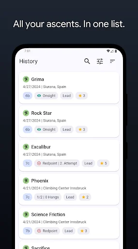 Climbing Tracker ডাউনলোড করুন – আপনার ক্লাইম্বিং প্রগ্রেস ট্র্যাক করুন - Screenshot 2
