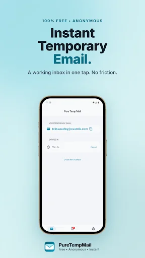 Temp Mail – PureTempMail ডাউনলোড করুন – স্প্যাম মুক্ত ইমেইল সেবা - Screenshot 1