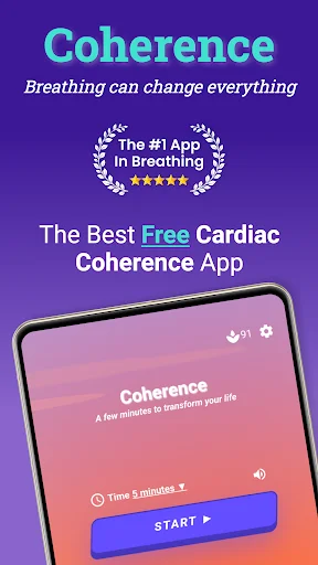 Cardiac Coherence Breathing অ্যাপ ডাউনলোড করুন – মানসিক প্রশান্তি ও স্বাস্থ্যের জন্য সেরা - Screenshot 1