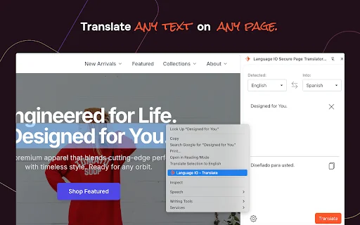 Language IO Secure Page Translator ডাউনলোড করুন – ১৫০+ ভাষা - Screenshot 2