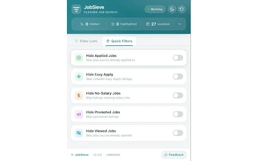 JobSieve ডাউনলোড করুন – LinkedIn জব ফিল্টার ও সার্চ টুল - Screenshot 2