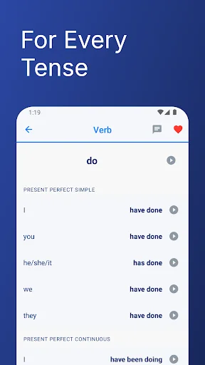 English Verb Conjugations অ্যাপ ডাউনলোড করুন – ইংরেজি শিখুন সহজে - Screenshot 3