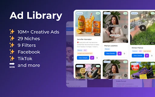 Ads Library Downloader – সেরা Facebook ও TikTok Adspy টুল - Screenshot 1