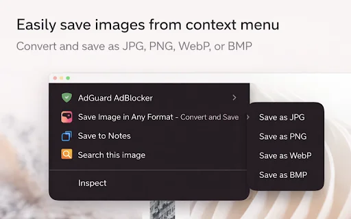 Save Image as PNG, JPG, WebP – সেরা ইমেজ কনভার্টার এক্সটেনশন - Screenshot 1