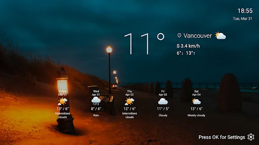 Vista Weather TV Screensaver ডাউনলোড করুন – আবহাওয়ার সাথে সুন্দর দৃশ্য - Screenshot 6