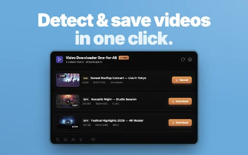 Video Downloader One-for-All: সেরা ভিডিও ও লাইভ স্ট্রিম ডাউনলোডার - Screenshot 1
