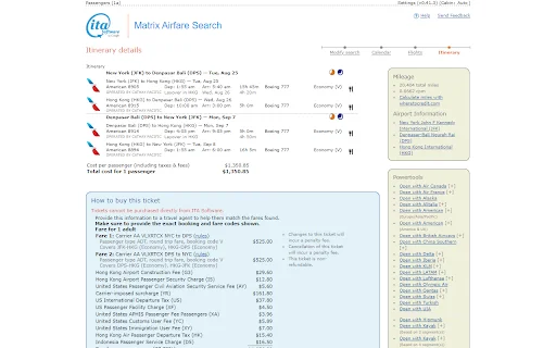 ITA Matrix Powertools ডাউনলোড করুন – সেরা ফ্লাইট সার্চ টুল - Screenshot 2