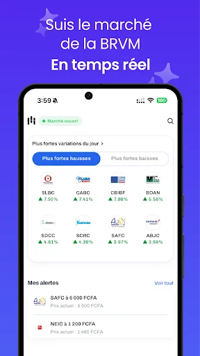Famaya – Tracker Bourse BRVM ডাউনলোড করুন | সেরা ইনভেস্টমেন্ট ট্র্যাকার - Screenshot 1