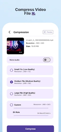 Video Compressor – MB to KB ডাউনলোড করুন – দ্রুত ভিডিও সাইজ কমান - Screenshot 3