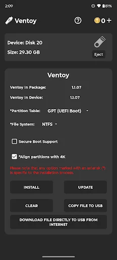 Ventoy (Unofficial) ডাউনলোড করুন – মাল্টি বুট ইউএসবি তৈরি করুন - Screenshot 2