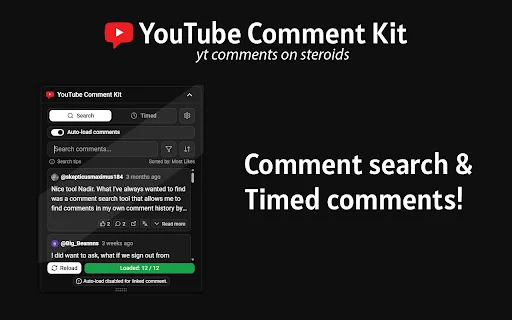 YouTube Comment Kit ডাউনলোড করুন – কমেন্ট সার্চ ও টাইমড কমেন্ট - Screenshot 1
