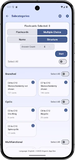 Organic Chemistry Names ডাউনলোড করুন – ১,৬০০+ ফ্ল্যাশকার্ড ও কুইজ - Screenshot 5