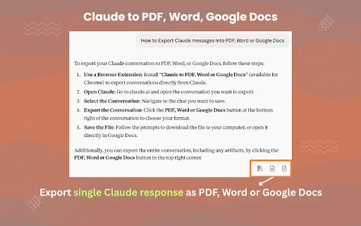 Claude to PDF, Word & Google Docs – সহজে ডাউনলোড করুন - Screenshot 2