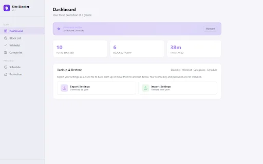 Site Blocker ডাউনলোড করুন – মনোযোগ বাড়াতে সেরা ক্রোম এক্সটেনশন - Screenshot 1