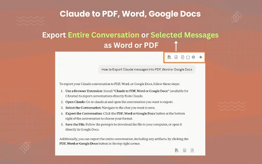 Claude to PDF, Word & Google Docs – সহজে ডাউনলোড করুন - Screenshot 3