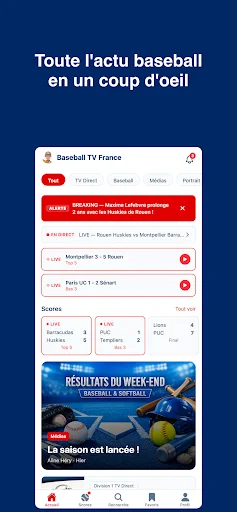 BaseBall TV France ডাউনলোড করুন – ফ্রান্সের বেসবল নিউজ আপডেট - Screenshot 1