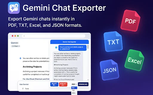 Gemini Chat Exporter ডাউনলোড করুন – PDF, Excel ও CSV ফরম্যাটে - Screenshot 1