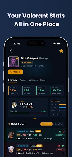 Valorant Tracker – Valking.gg ডাউনলোড করুন – সেরা ভ্যালোরেন্ট স্ট্যাটস - Screenshot 1