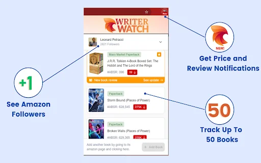 Writer Watch ডাউনলোড করুন – অ্যামাজন বই ট্র্যাকিং ও নোটিফিকেশন - Screenshot 1