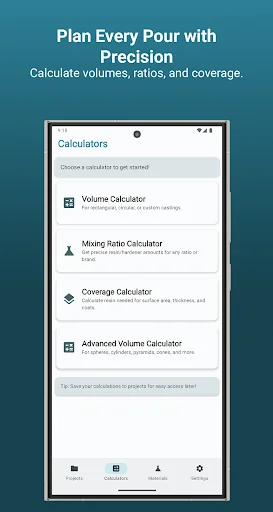 Resin Calculator ডাউনলোড করুন – রেজিন আর্ট হিসাব করার সেরা অ্যাপ - Screenshot 1