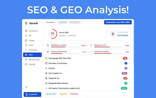 Sorank SEO & GEO Audit ডাউনলোড করুন – সেরা এসইও টুল - Screenshot 1