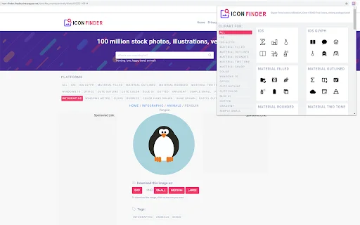 Icon Finder for Google Chrome ডাউনলোড করুন – সেরা ফ্রি আইকন টুল - Screenshot 1